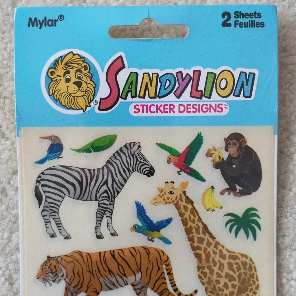 Sandylion Sealed Packages Stickers Vintage Animals 2001 Owl Fox Bear Elephant